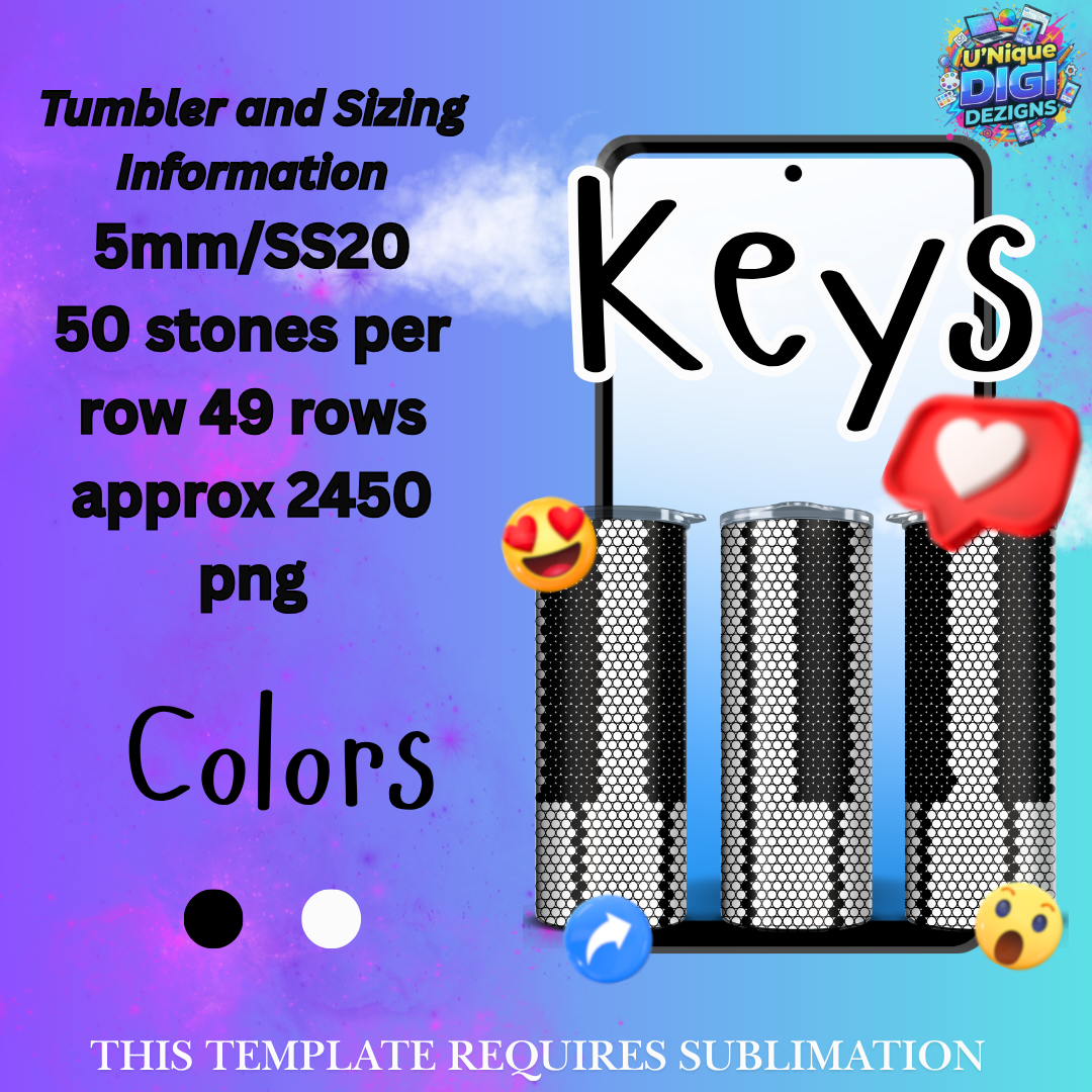 SS20 (5mm) Keys Rhinestone Tumbler Template – 20oz