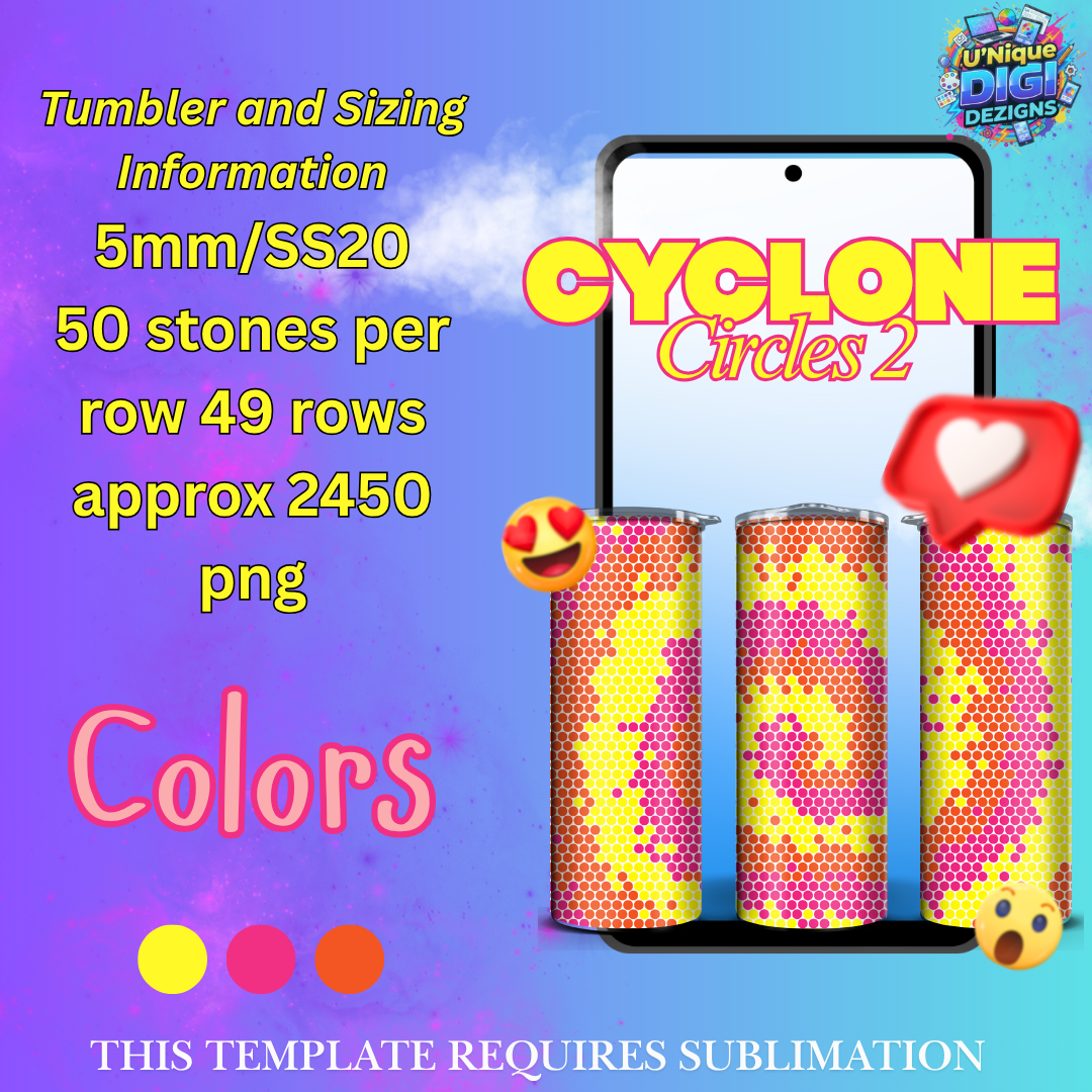 SS20 (5mm) Cyclone Circles Rhinestone Tumbler Template – 20oz
