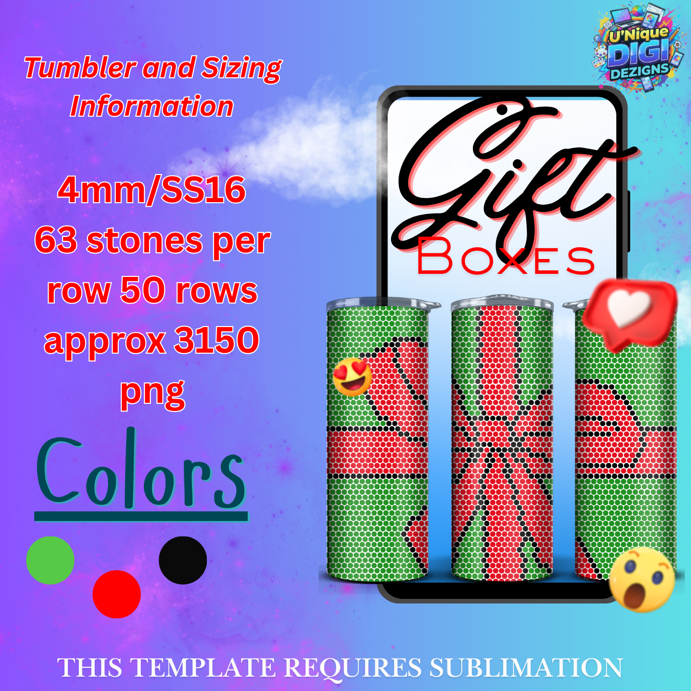 Christmas Boxes-SS16 (4mm) Rhinestone Tumbler Template – 20oz