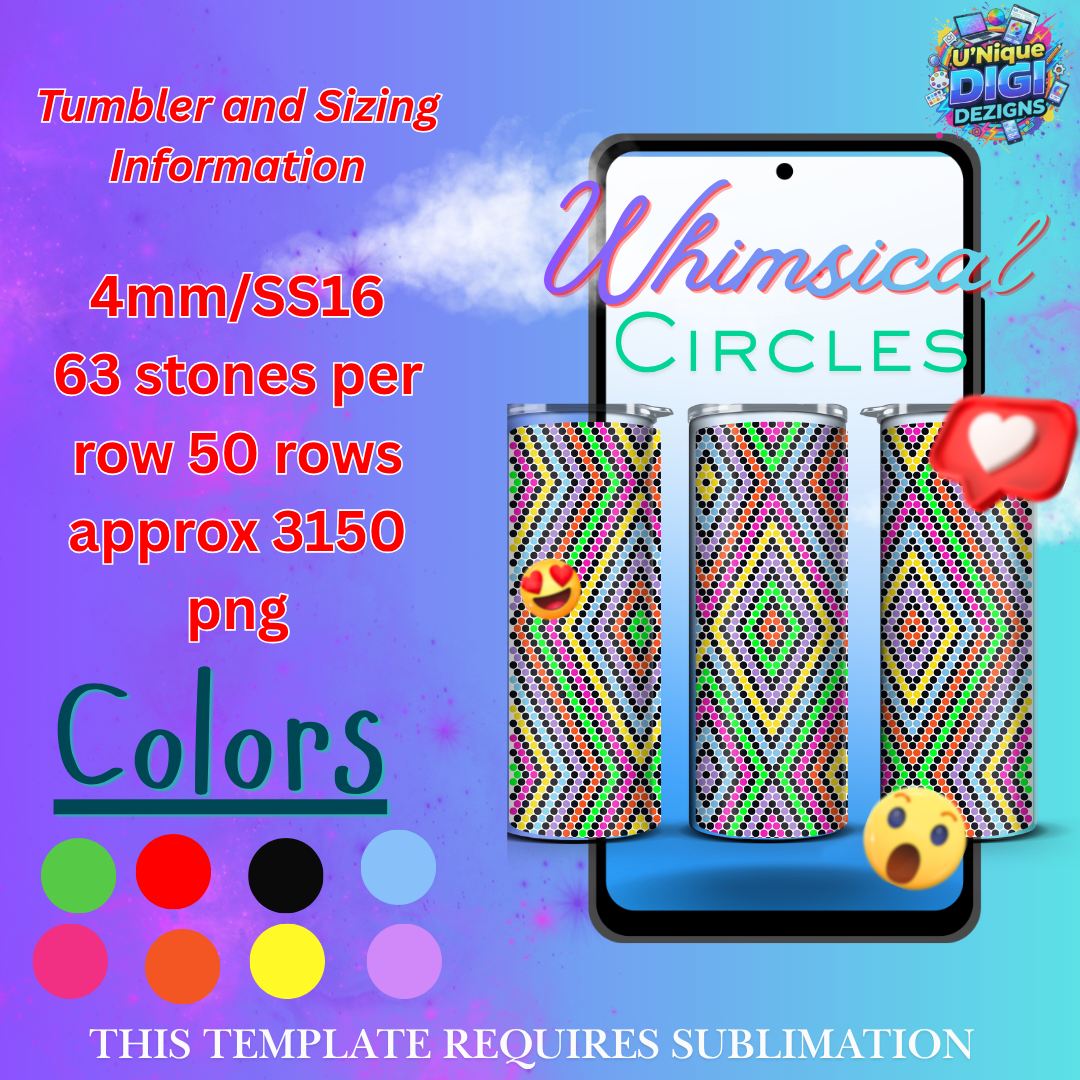 SS16 (4mm) Whimsical Colors Rhinestone Tumbler Template – 20oz