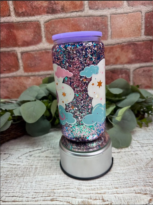 Glittered Purple Unicorn Tumbler